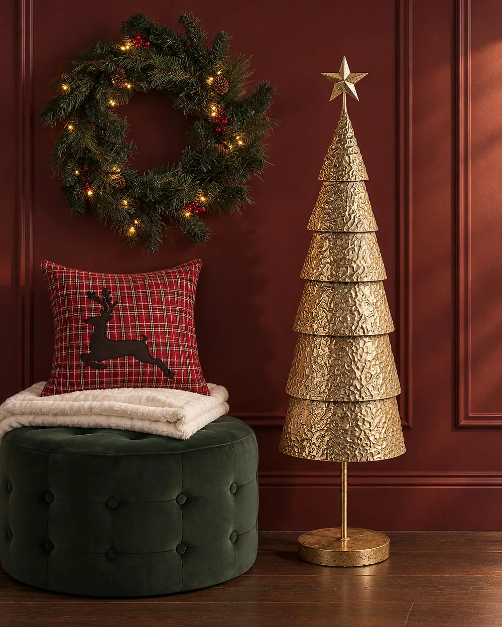 Christmas Decoration PORVOO 110 cm Christmas Tree Gold_1170950