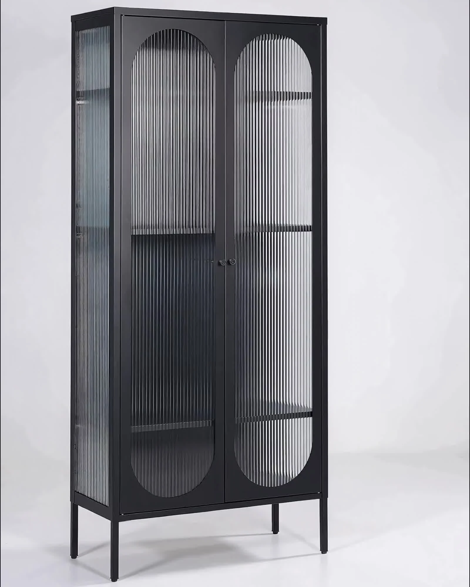 Steklena vitrina FOXTON 80 cm Kovina Črna_1199880