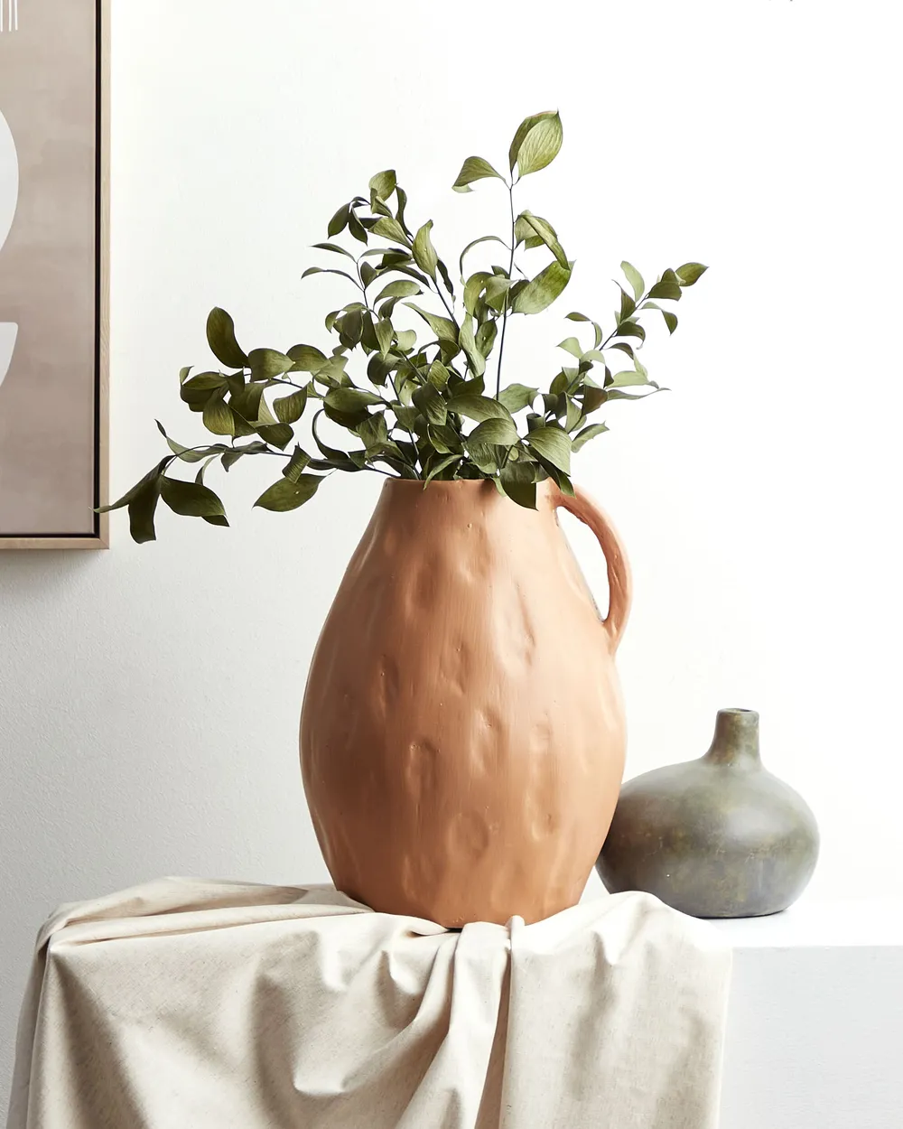 Decorative Vase KULIM 40 cm Ceramic Dark Beige