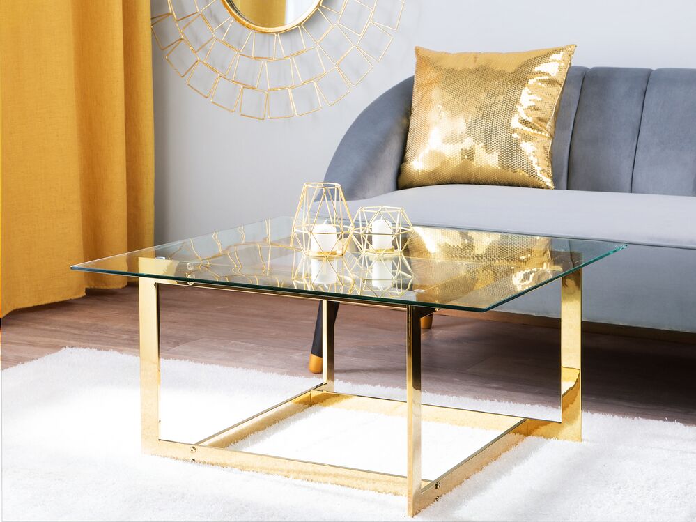 Couchtisch CRYSTAL Sicherheitsglas Gold