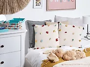 Set of 2 Decorative Cushions FUSSEL 45 x 45 cm Cotton Light Beige_1183860