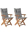 Set mit 2 Stühlen und Sitzkissen MAUI Akazienholz Grau