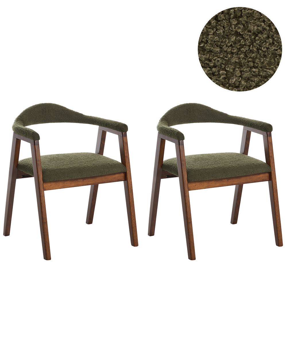 Set of 2 Dining Chairs ONECO Wood Brown/ Green
