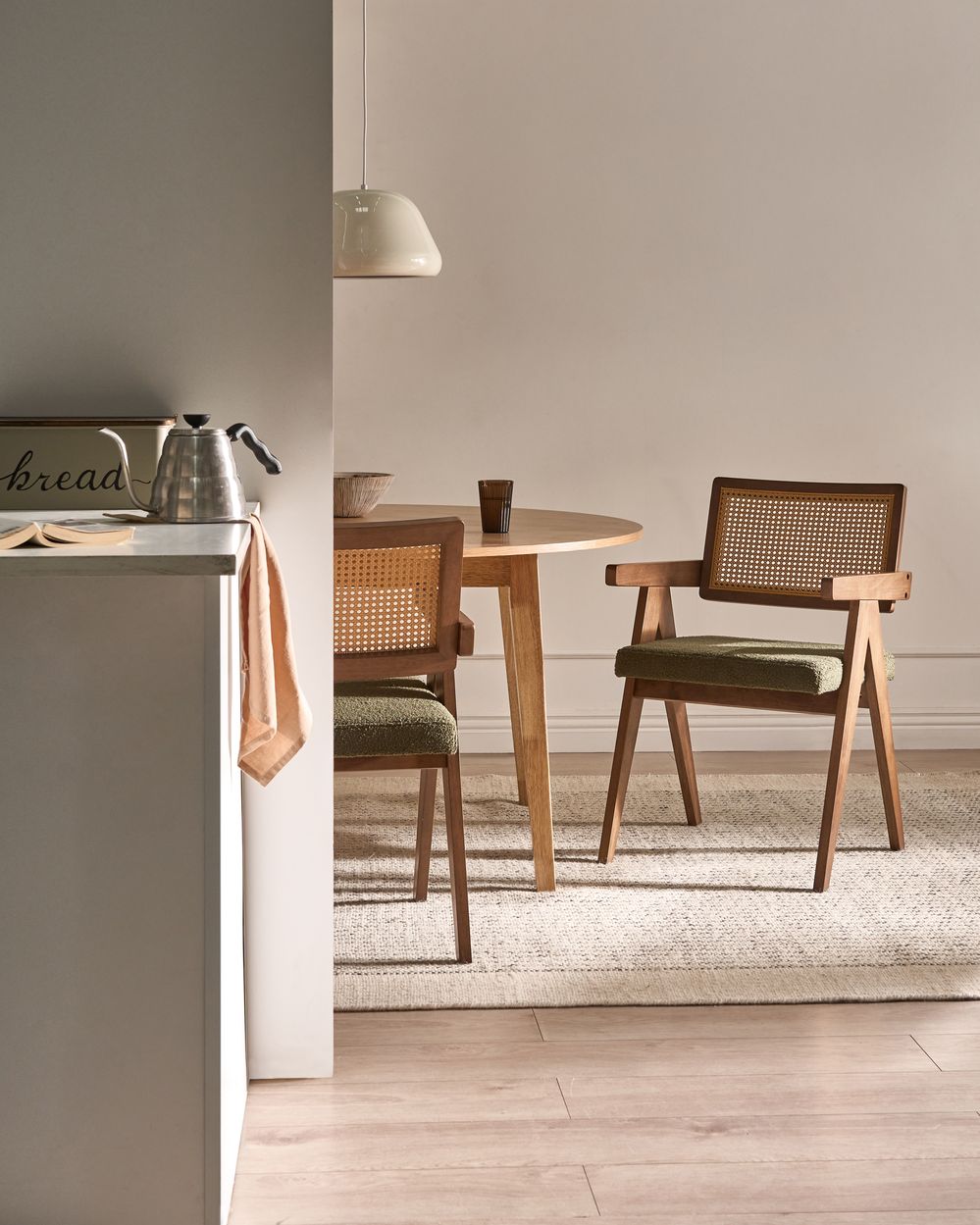 Set van 2 eetkamerstoelen AVA Hout Bruin/groen