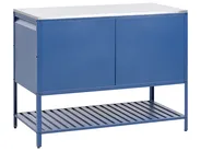 3 Piece Outdoor Kitchen Set with Sink MAENZA Blue Metal_1044942