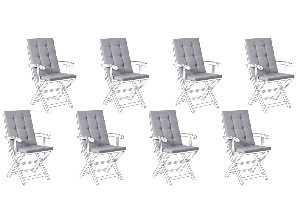 Set of 8 Back/Seat Cushions MAUI PREMIUM Light Grey