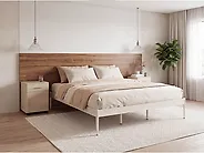Bett mit Lattenrost Metall VAURS 180 x 200 cm Hellbeige_1165404