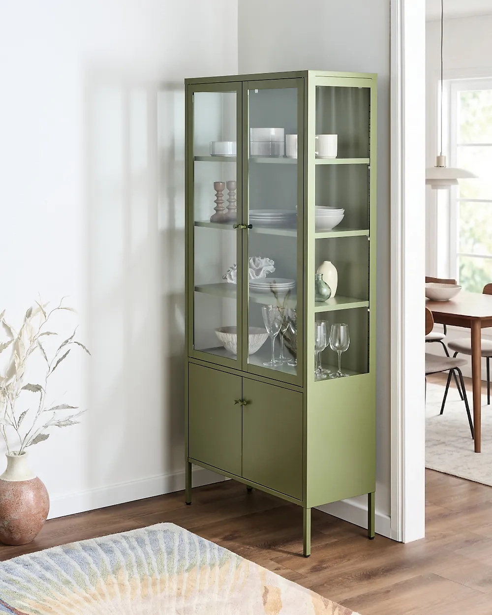 Vitrine mit Glastüren OXTED 80 cm Metall Grün