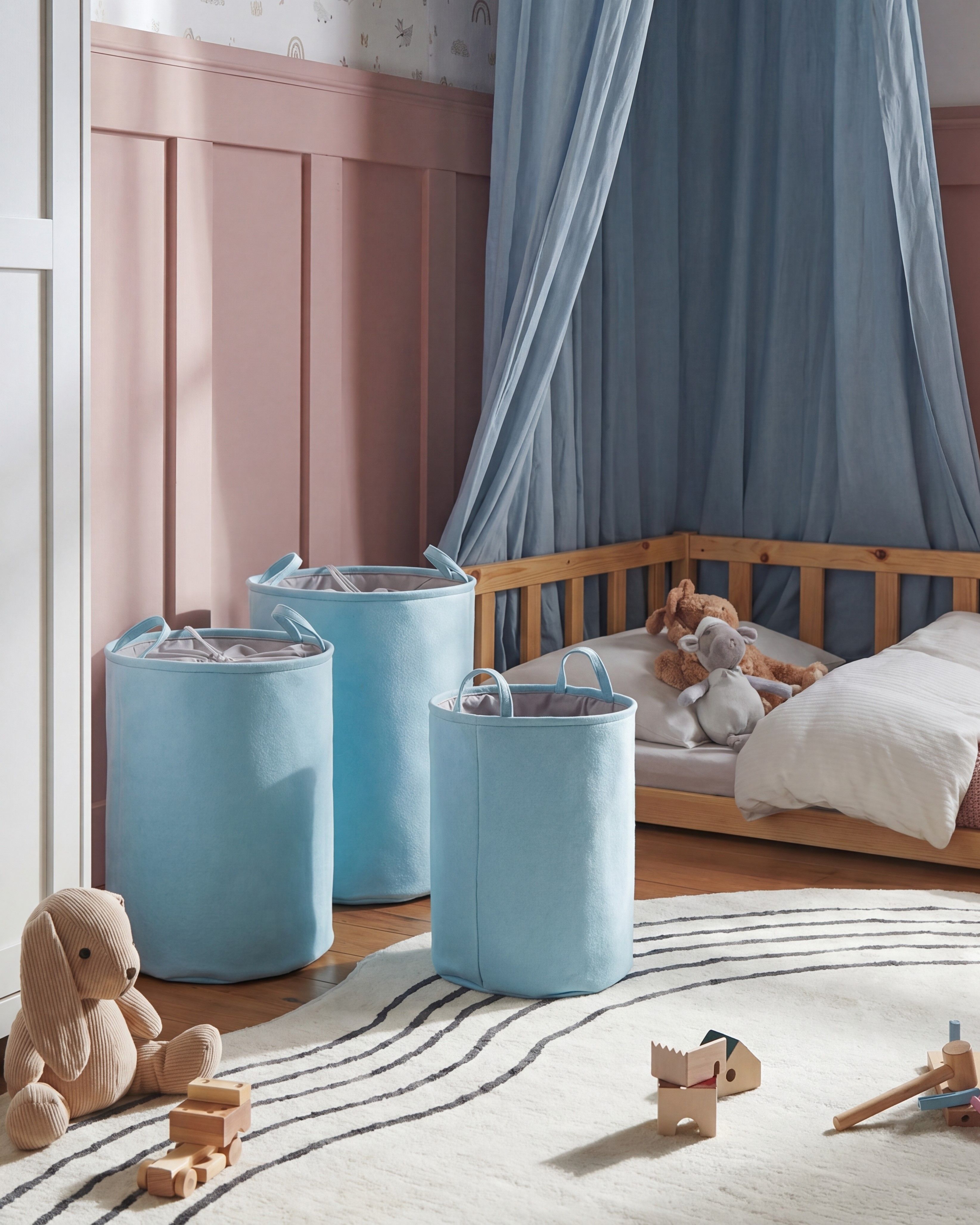 Aufbewahrungskorb 3er Set ARCHA Baumwolle Hellblau_1182524