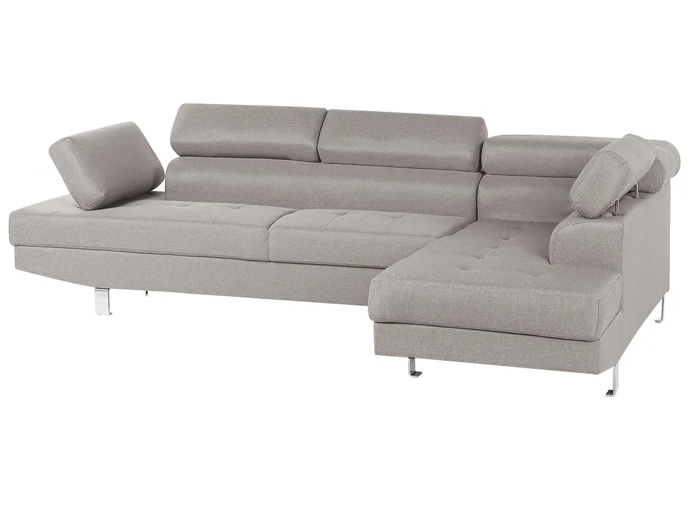 Corner Sofa 5 Seater NORREA Fabric Light Grey Left Hand_686018