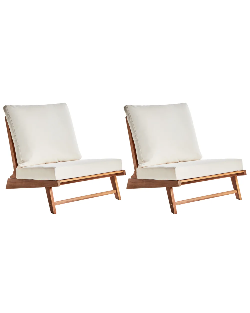 Set mit 2 Stühlen und Sitzkissen MICCIANO Akazienholz Cremeweiß
