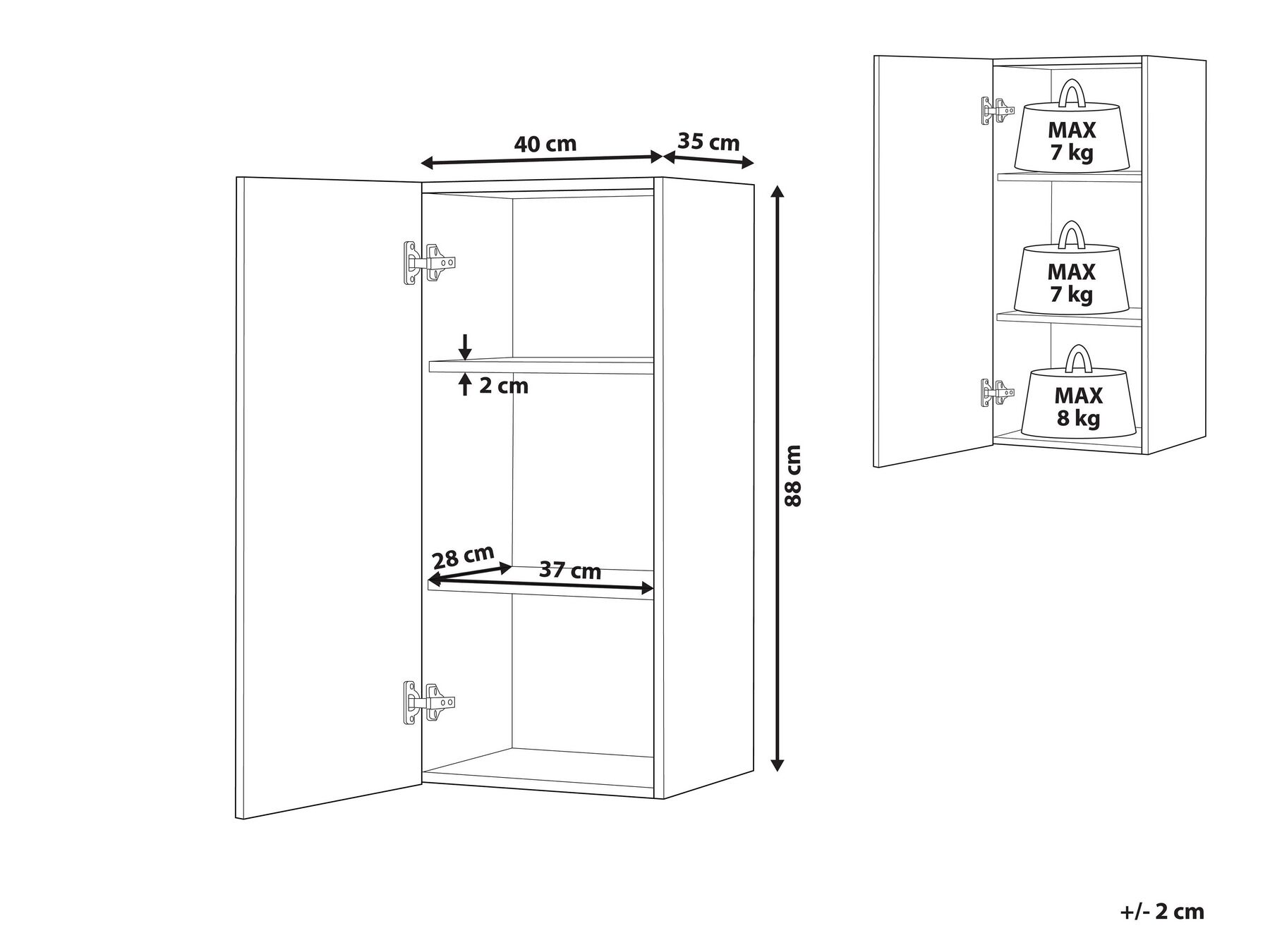 Bad-Wandschrank BILBAO 40 cm Weiß_774291