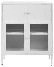 Glass Display Sideboard ESHOLT 80 cm Metal White_1017010