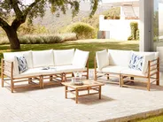 Lounge Set mit Tisch 5-Sitzer CERRETO Bambus Cremeweiß_909579