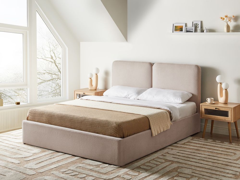 Ottoman Bed ARBOIS Fabric Beige 160 x 200 cm (EU King Size)