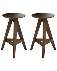 Set of 2 Bar Stools AROMA Wood Dark Brown_1054227