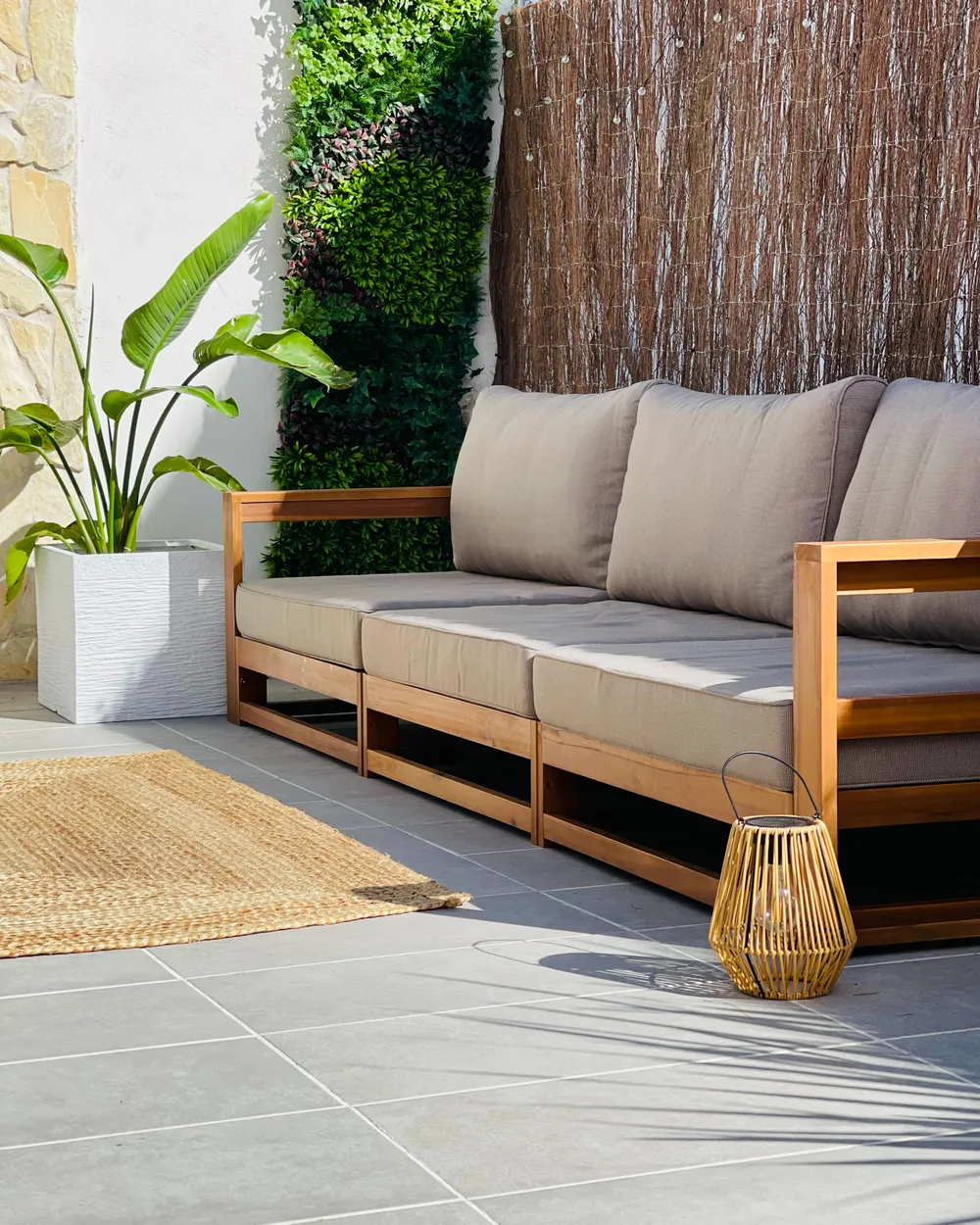Gartensofa 3-Sitzer TIMOR modular zertifiziertes Akazienholz Hellbraun_982597