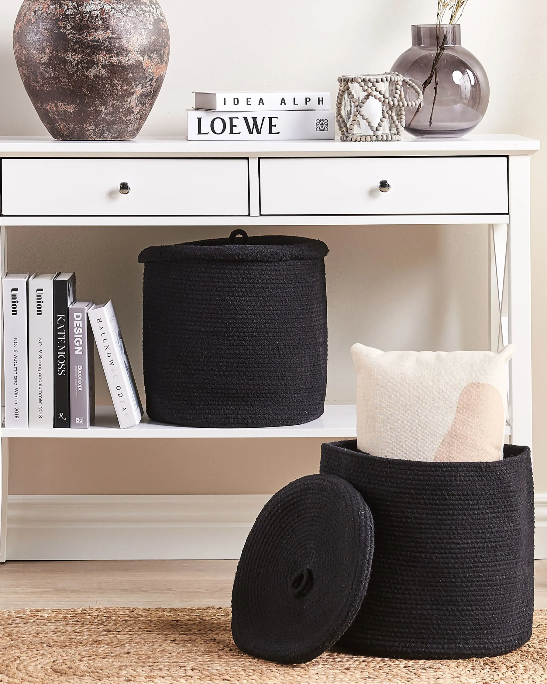Set of 2 Baskets SILOPI Cotton Black_840180