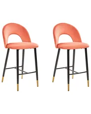 Set mit 2 Barstühlen FALTON Samtstoff Korallenrot_795833