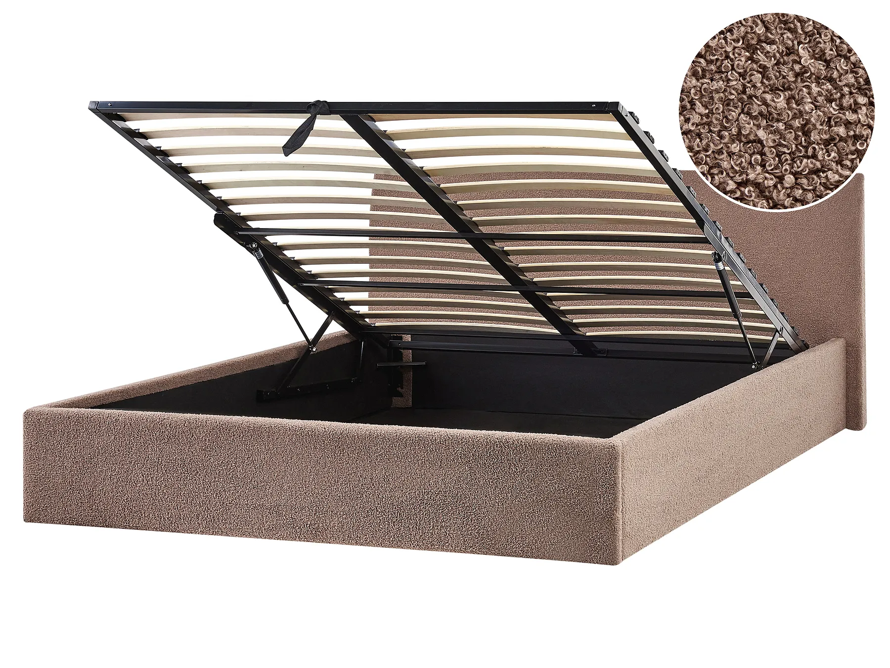 Ottoman Bed ORBEY Boucle Brown 160 x 200 cm (EU King Size)_982014