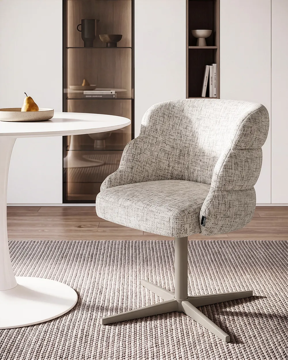 Dining Chair Swivel YOUNGSTOWN Fabric Light Beige_1156539