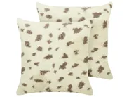 Dekokissen 2er Set KASRA 45 x 45 cm Webpelz Beige Abstraktes Muster_917436