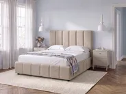 Krevet s prostorom za pohranu VAUVERT Tkanina Sivo-bež 140 x 200 cm_1093451