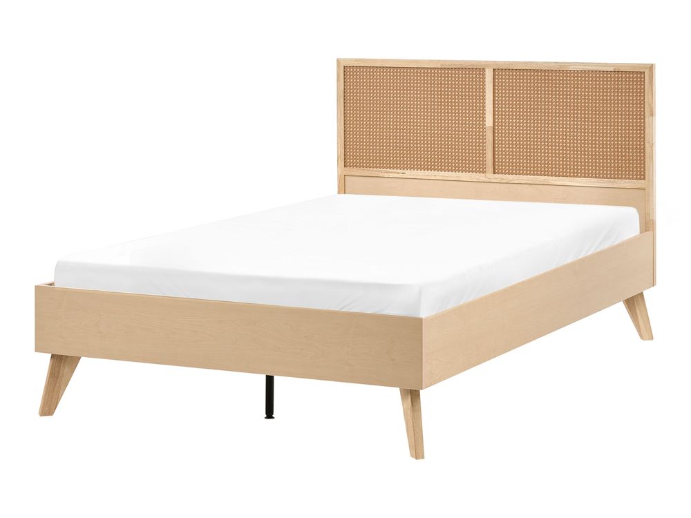 Bed PE Rattan MONPAZIER 120 x 200 cm (EU Small Double) Light Brown