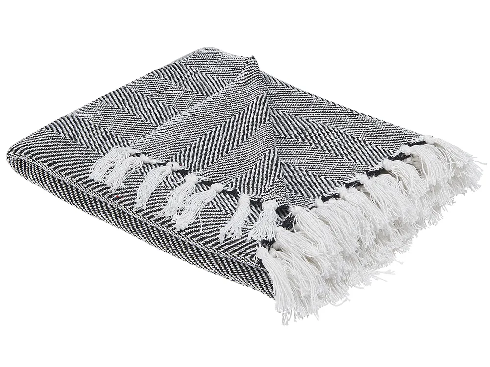 Kuscheldecke TANGIER Baumwolle 130 x 160 cm Schwarz