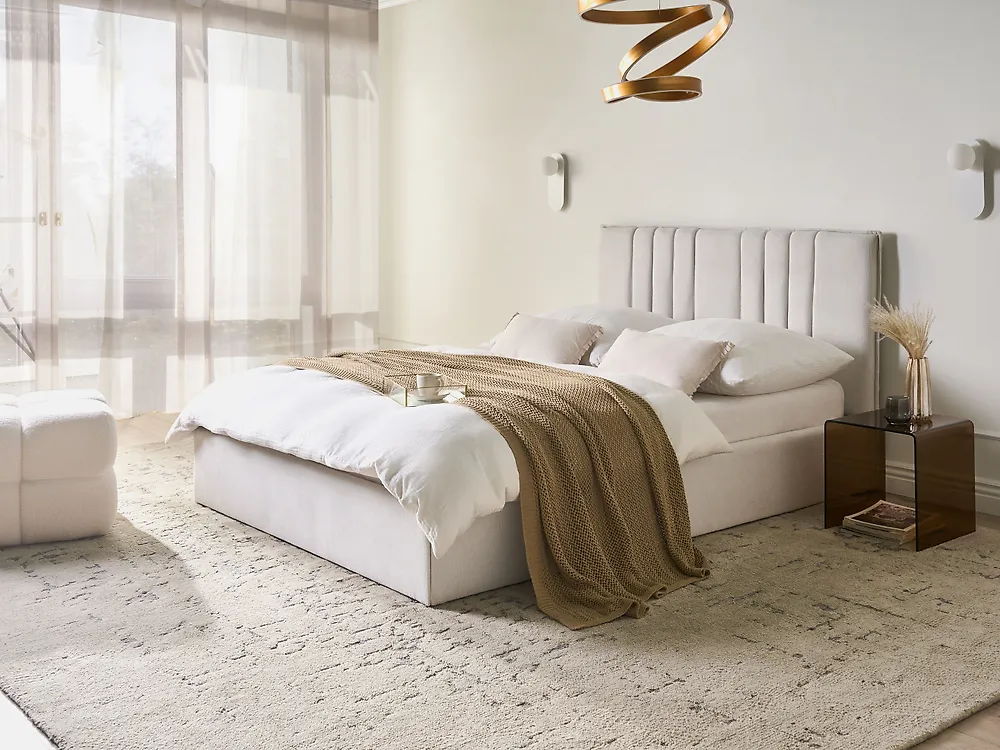 Bett mit Stauraum TARASCON Stoff Hellbeige 140 x 200 cm_1187162