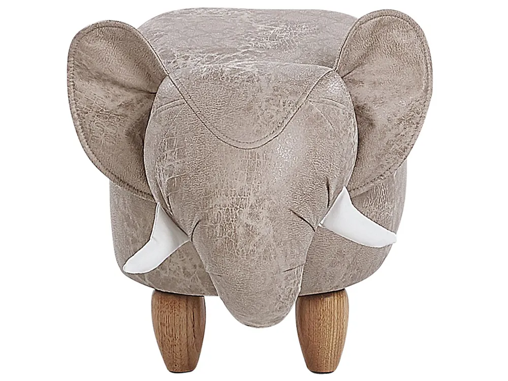 Storage Animal Stool JUMBO Elephant Faux Leather Grey_783589
