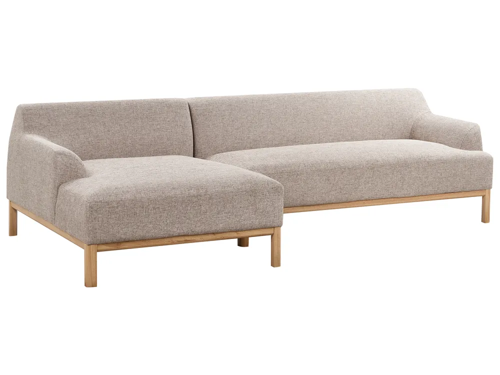 Corner Sofa 3 Seater SOSJO Fabric Light Brown Right Hand_941034