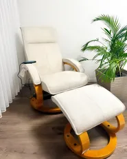 Massage Chair HERO with Footstool Fabric Light Beige_1046034