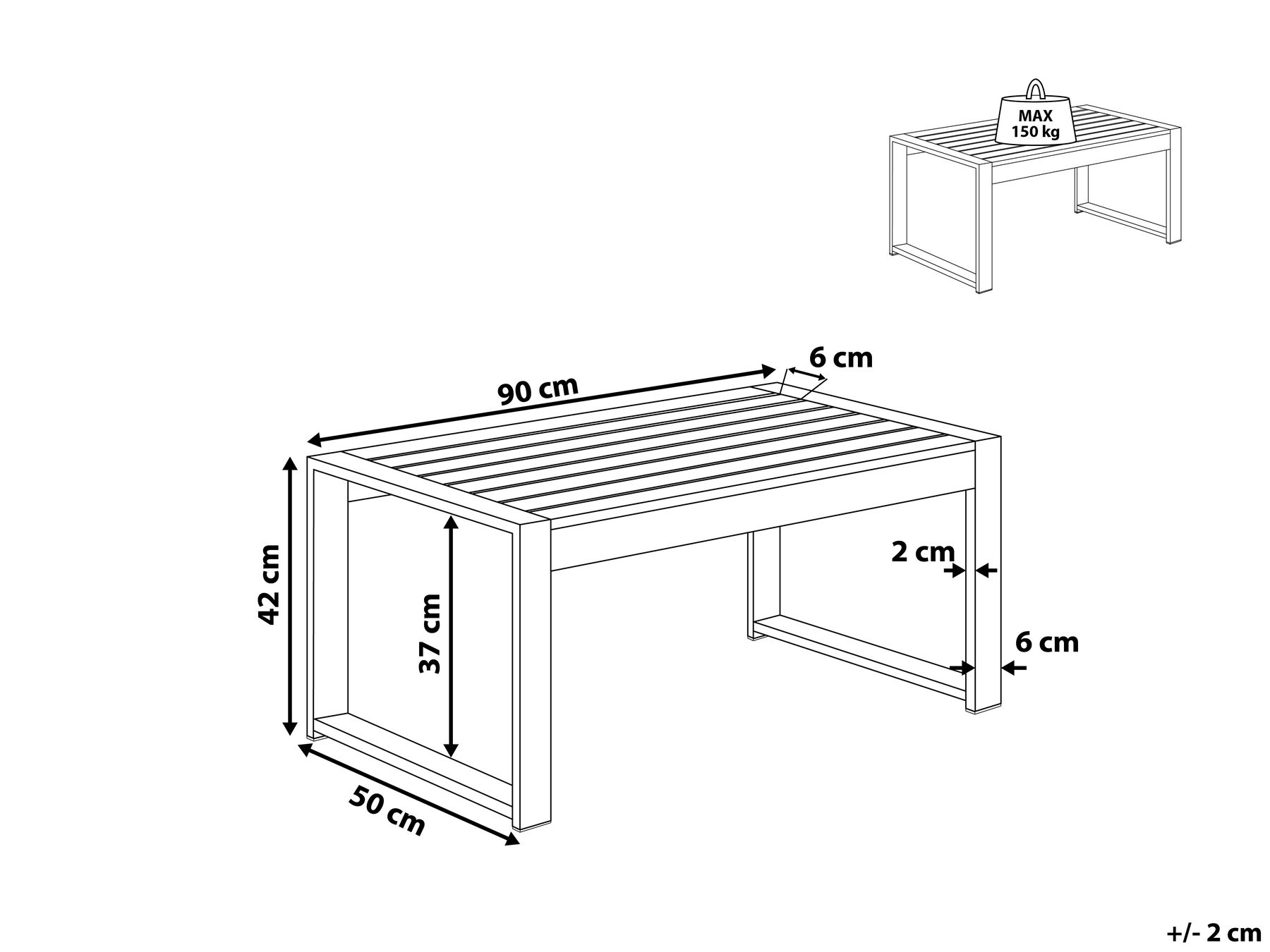 Outdoor Couchtisch SALERNO 90 cm 50 cm Metall Hellgrau_679579