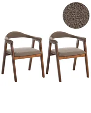 Esszimmerstuhl 2er Set ONECO Holz Braun / Taupe_1085049