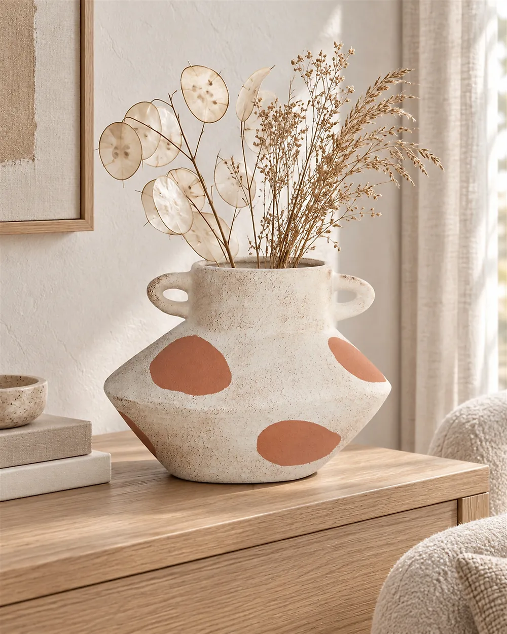 Blumenvase ALOSIDAE 19 cm Steinzeug Hellbeige_1183905