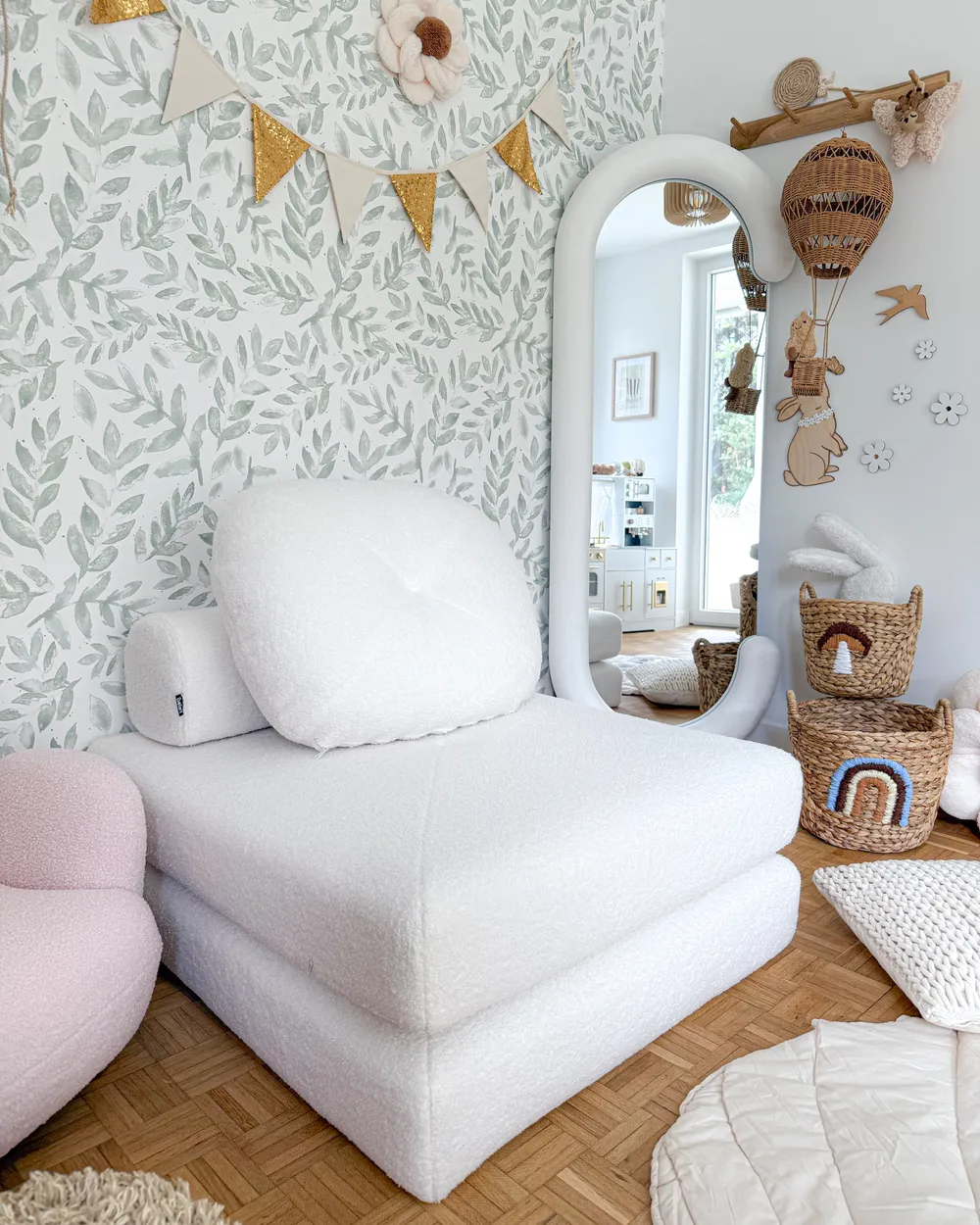 1-Sitzer Schlafsofa OLDEN Bouclé Weiß_1008944