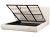 Bett mit Stauraum CAMPAGNE Stoff Hellbeige 180 x 200 cm