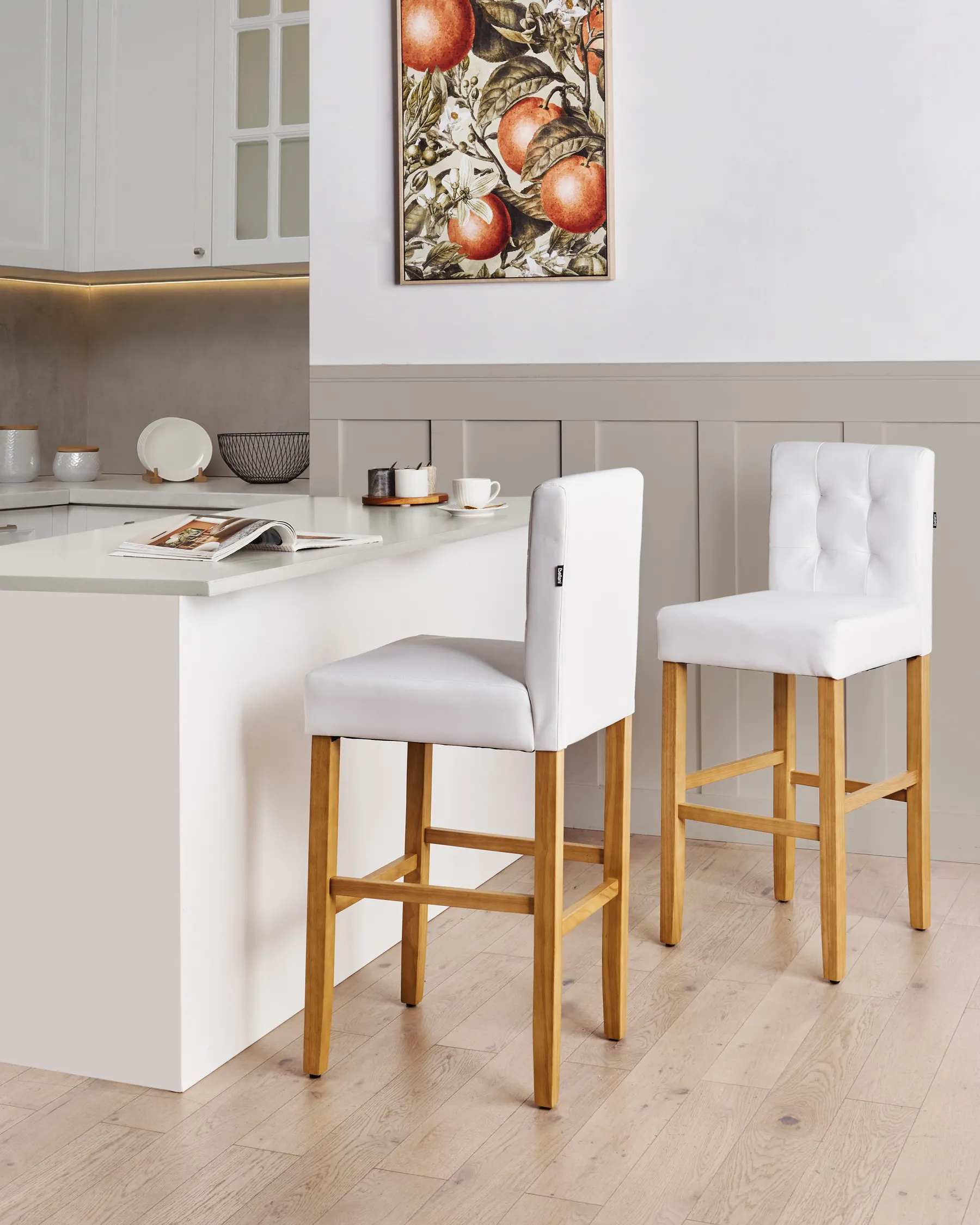 Set of 2 Bar Chairs MADISON Faux Leather Off-White_705549