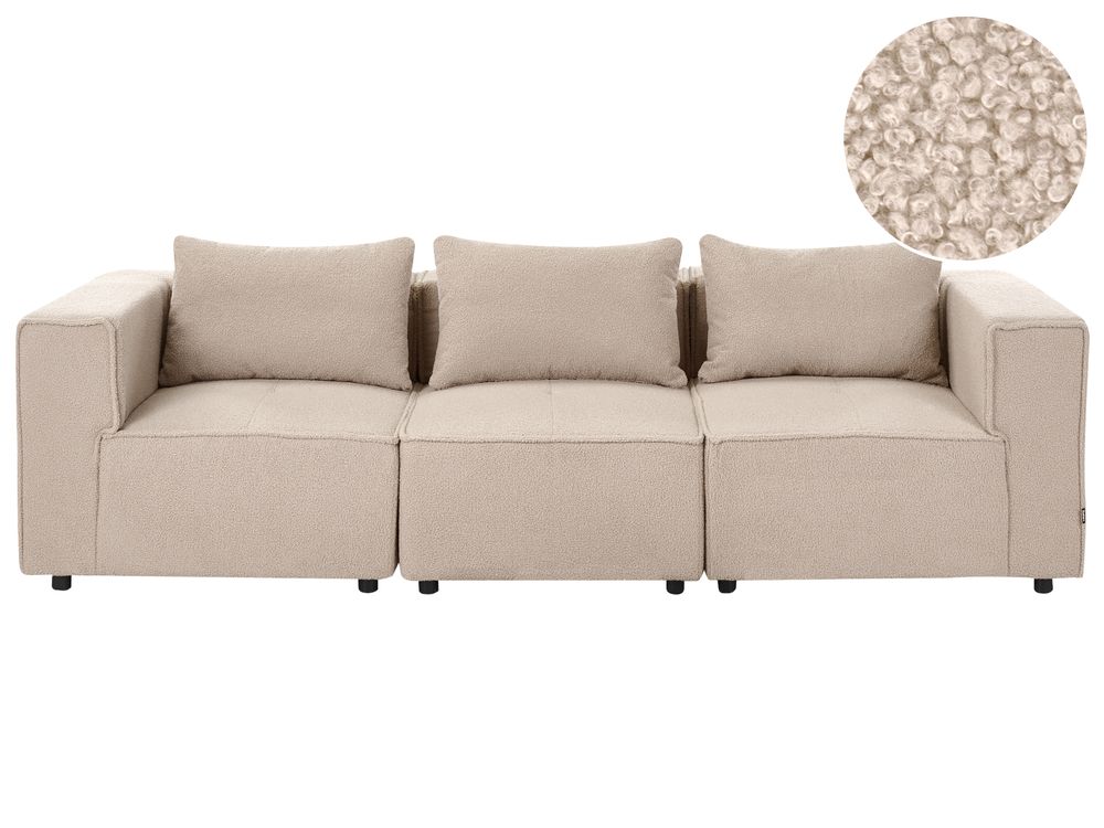 Canapé modulable 3 places AXEBO Bouclé Beige