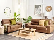 Sofa 3 Seater VOGAR Faux Leather Golden Brown_850626
