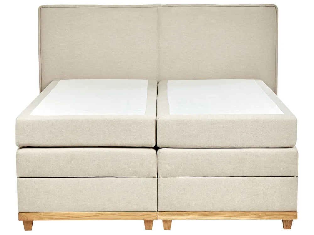 Boxspringbett mit Stauraum DYNASTY Stoff Beige 160 x 200 cm_873555