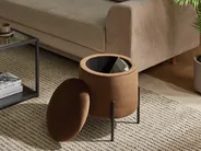 Pouf mit Stauraum WENONA Samtstoff Dunkelbraun_1026298
