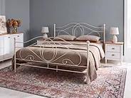 Bett mit Lattenrost Metall LYRA 160 x 200 cm Hellbeige_1162025