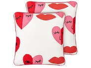 Dekokissen 2er Set PERIWINKLE 45 x 45 cm Baumwolle Weiß Herzmotiv_914160