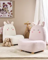 Kids Armchair Unicorn LULEA Boucle Pastel Pink_886950