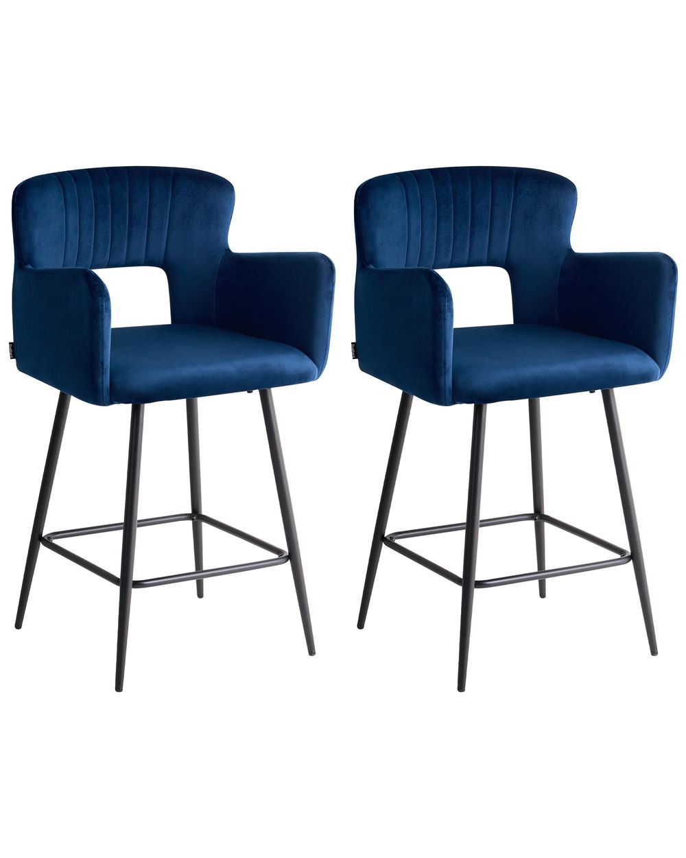 Set van 2 barstoelen SANILAC Fluweel Marineblauw