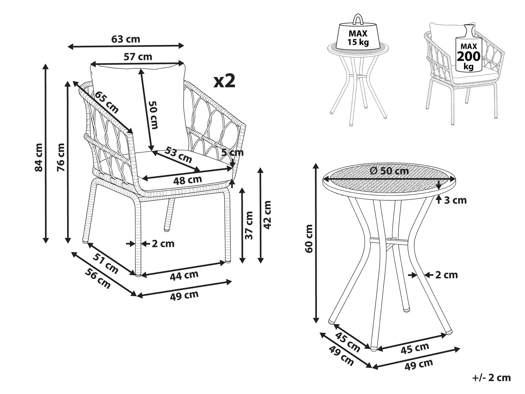 Bistro Set FERLA Polyrattan Hellbraun_1079391