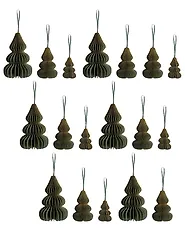 Set of 19 Christmas Tree Ornaments ORKLA Paper Green_1188384