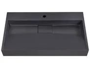 Hängewaschbecken QUENKO 80 x 46 cm Mineralguss Schwarz_981311